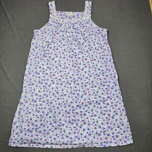 Aria Collection Floral Cottage Core Nightgown L Purple White 100% Cotton